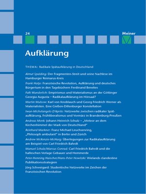 cover image of Aufklärung, Band 24